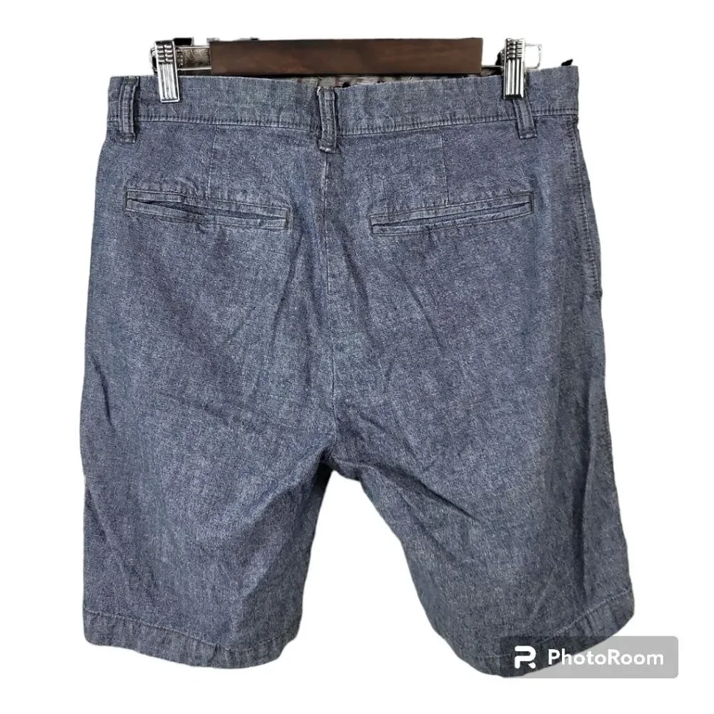 Old Navy Blue Cotton Twill Flat Front Shorts with Pockets Mens Size 30